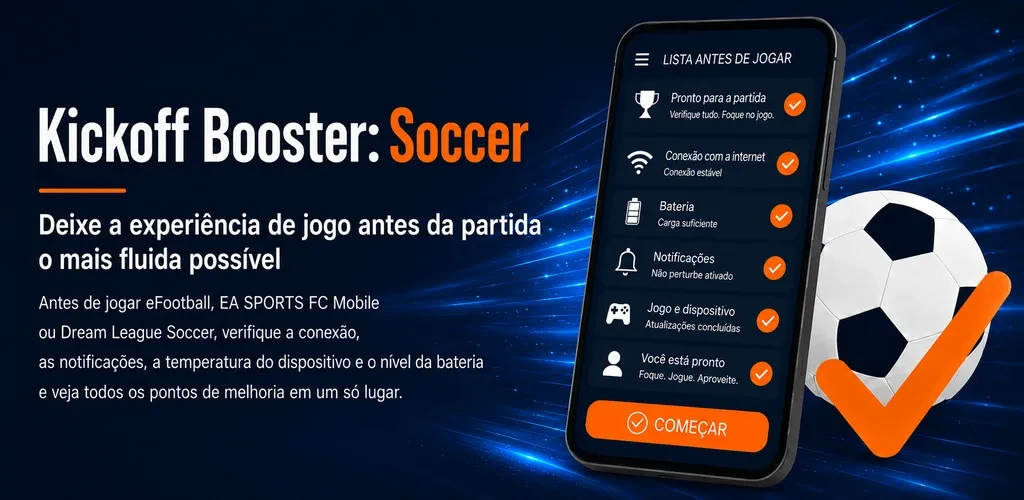 Imagem do app Kickoff Booster: Soccer com o guia de verificações antes da partida